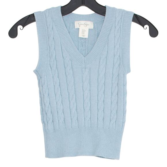 Jessica Simpson Sweater Vest Cable Knit Preppy Academia Cottage Y2K Blue Size XS - Picture 1 of 5